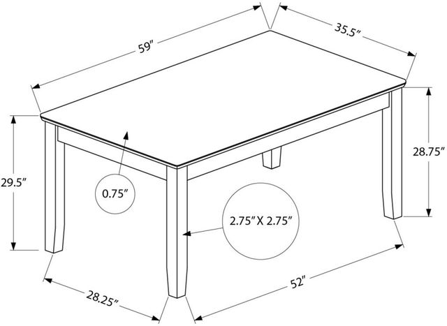 Monarch Specialties Inc. Brown 60" Dining Table-1