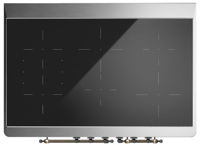 Ilve® Majestic III 40" Glossy Black Pro Style Induction Range with Triple Glass Door and Burnished Trim-3