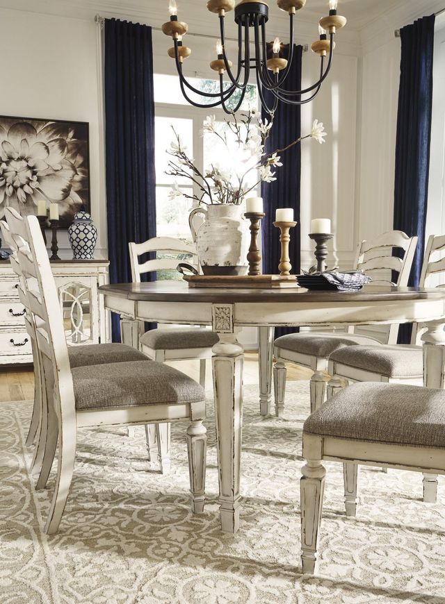 Signature Design by Ashley® Realyn Brown/Chipped White Upholstered Dining Side Chair-5