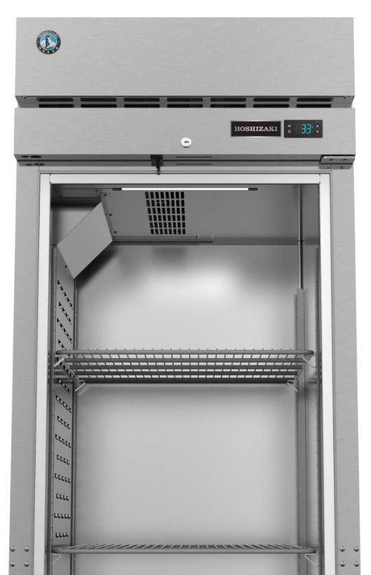Hoshizaki Steelheart® 28" 23.1 Cu. Ft. Stainless Steel Single Section Upright Refrigerator with Half Glass Doors and Lock-3