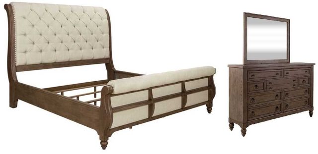 Liberty Furniture Americana Farmhouse 3-Piece Beige/Dusty Taupe King Sleigh Bedroom Set-0