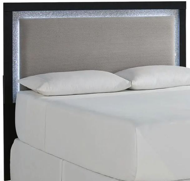 Signature Design by Ashley® Raechalla Black/Gray Queen Upholstered Panel Headboard-0