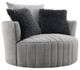 Furniture of America® Hoople Light Gray Channel Tufted Swivel Chair-0