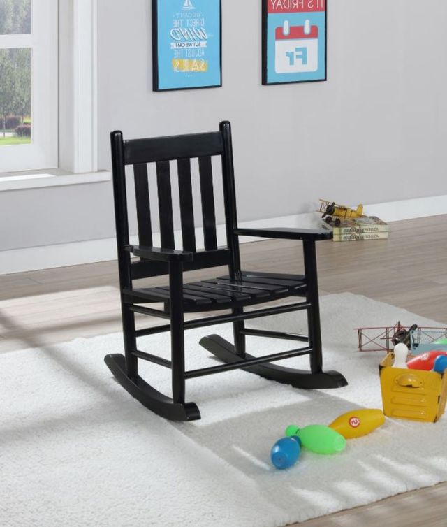 Coaster® Annie Slat Back Youth Black Rocking Chair-1