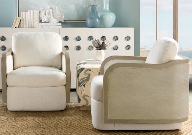 Hooker® Furniture CC Wilma Halston White/Light Wood Swivel Chair-1