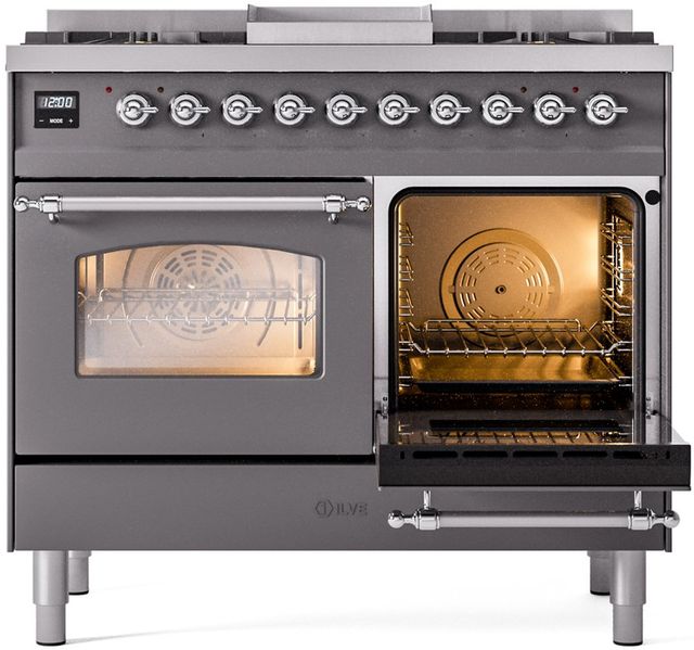 Ilve® Nostalgie II Series 40" Graphite Matte Pro Style Dual Fuel Range-3