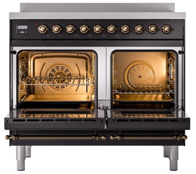 Ilve® Nostalgie II Series 40" Glossy Black Pro Style Induction Range-1
