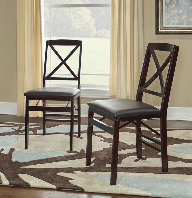 Linon Triena 2-Piece Merlot X Back Folding Chair-1