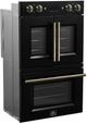 FORNO® Asti Series Alta Qualita 30" Black and Antique Brass Double Electric Wall Oven-2
