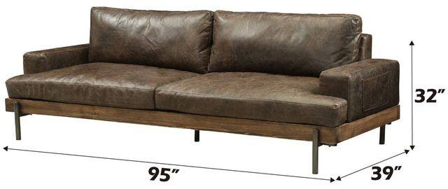 ACME Furniture Silchester Distress Chocolate/Oak Leather Sofa-2