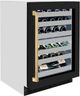 ZLINE Autograph Edition Touchstone 4.8 Cu. Ft. Stainless Steel Wine Cooler with Black Matte Glass Door and Polished Gold Handle-2
