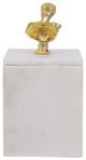 A & B Home White 4" Marble Box-3