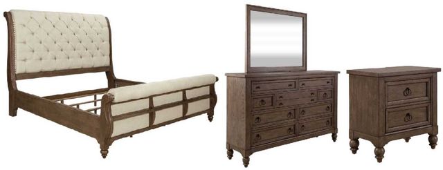 Liberty Furniture Americana Farmhouse 4-Piece Beige/Dusty Taupe King Sleigh Bedroom Set-0