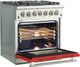 FORNO® Capriasca 30" Stainless Steel Pro Style Dual Fuel Range with Red Door-3