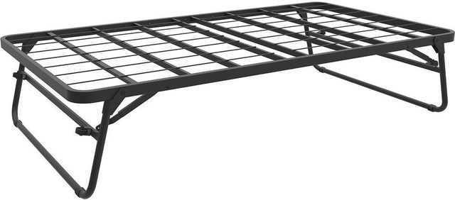 Rize Home Black Twin Trundle Bed Frame Trundle Bed Roll Out Standup Bottom Deck-0