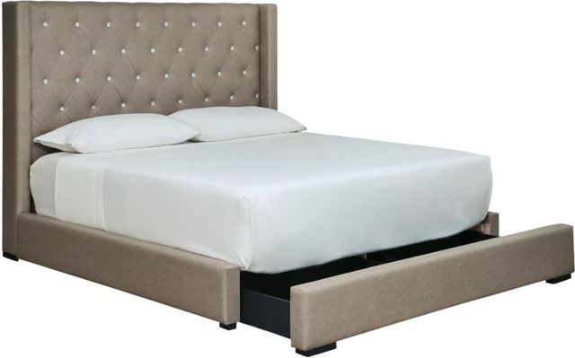 Signature Design by Ashley® Branzton Taupe Full Upholstered Panel Storage Bed-4
