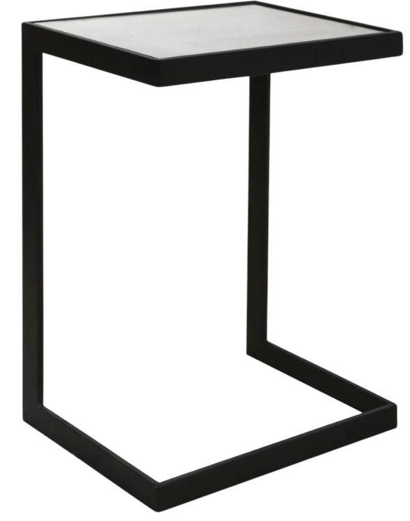 Uttermost® Windell Aged Black End Table with Mirrored Top-0