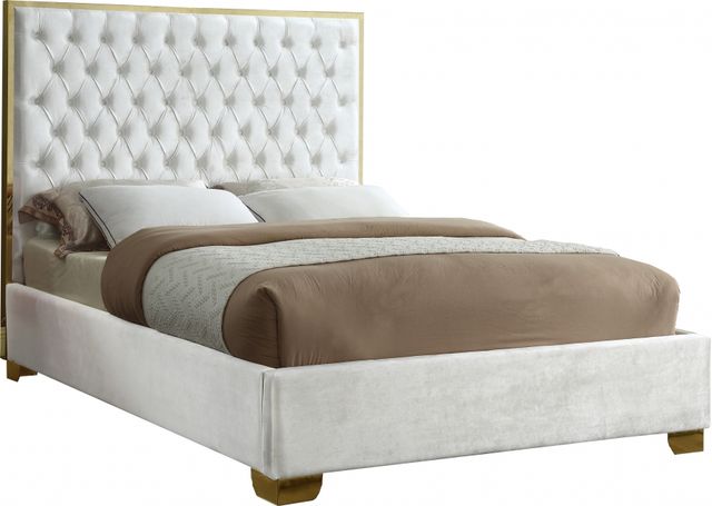 Meridian Furniture Lana White Queen Upholstered Panel Bed-0