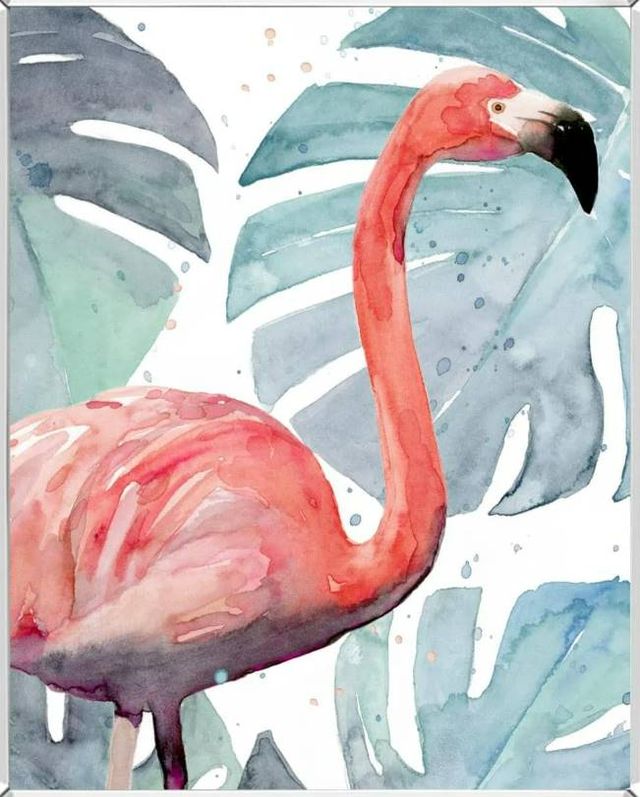 Classy Art Flamingo Splash I by Annie Warren Mirrored Frame Wall Art-1