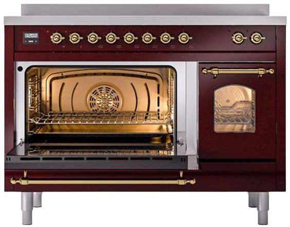 Ilve® Nostalgie II Series 48" Burgundy Pro Style Induction Range-1