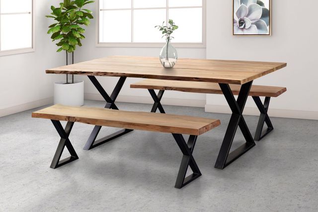 Porter International Designs Manzanita Natural Dining Table with Black X Base-3