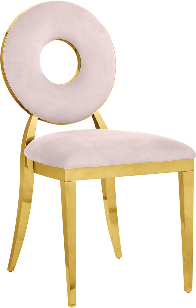 Meridian Furniture Carousel Pink/Gold Velvet Dining Chair-0
