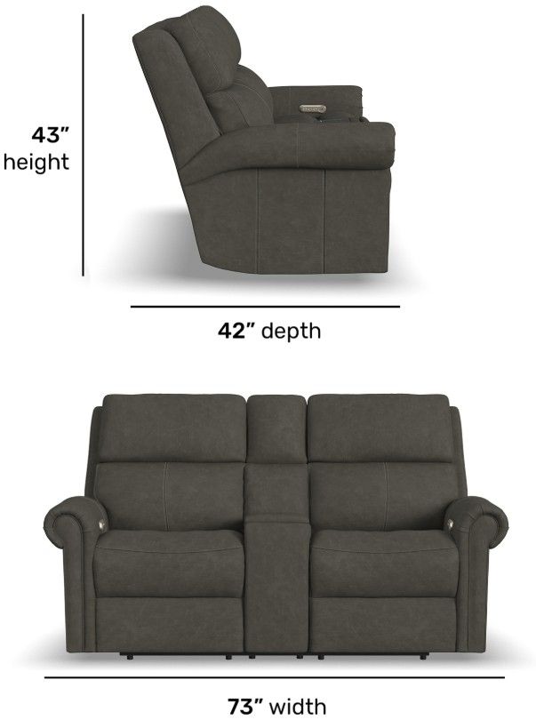 Flexsteel® Customizable Bernard Leather Power Reclining Loveseat with Console, Headrest and Lumbar-4