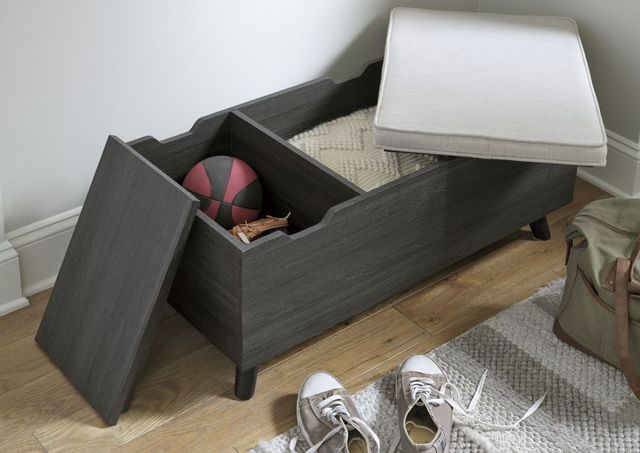 Signature Design by Ashley® Yarlow Gray/Linen Storage Bench-4
