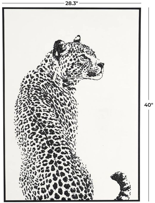 Deco Marche White Canvas Leopard Framed Wall Art-3