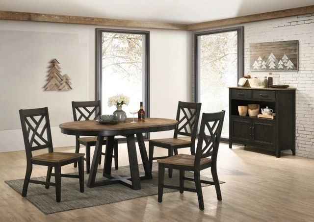 Intercon Harper Pecan Top Round Dining Table with Brushed Brown Base-1