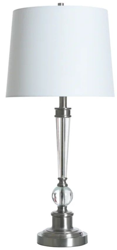 StyleCraft Clear/Brushed Steel 30" Glass Table Lamp-0