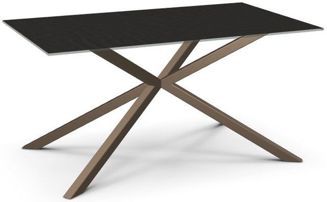Amisco Customizable Asterisk Starstone on Glass Tabletop 60" Rectangular Table with Starburst Stand-0