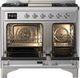 Ilve® Majestic III 40" Stainless Steel Pro Style Dual Fuel Liquid Propane Range with Solid Door and Chrome Trim-4