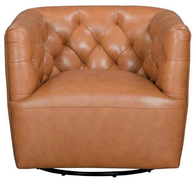 Leather Italia™ Cambria Mira Carmel Saddle Swivel Chair-1