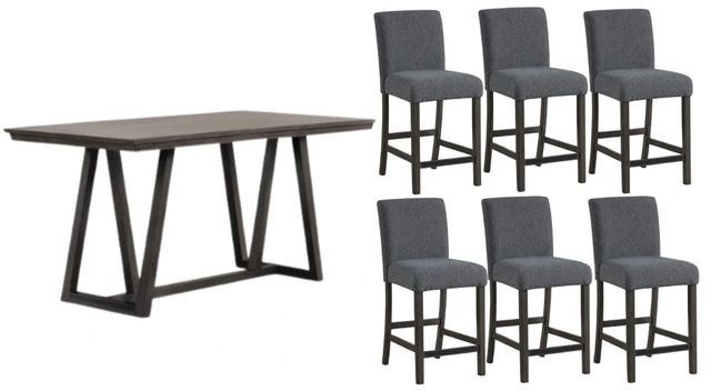 New Classic® Home Furnishings High Line 7-Piece Gray/Matte Brown Counter Table Set-0
