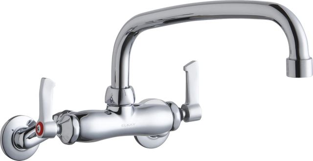 Elkay Chrome Foodservice 3-8" Adjustable Centers Wall Mount Faucet with Lever Handle-0