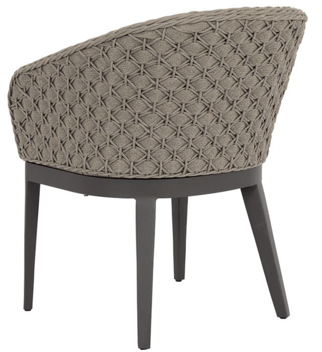 Sunset West Marbella Stone Gray Aluminum/Olefin Rope Outdoor Dining Arm Chair with Echo Ash Cushion-2