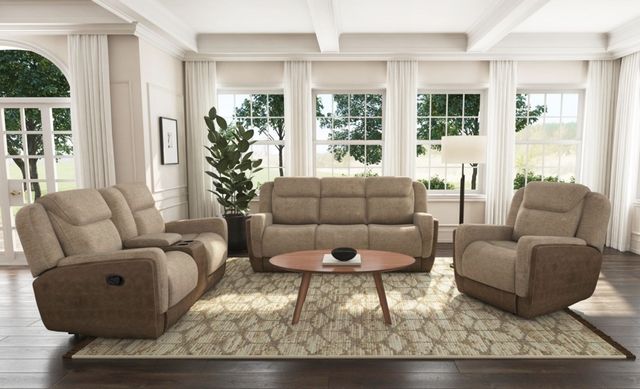 Elements International Hornet Rancho Beige Manual Reclining Sofa-1