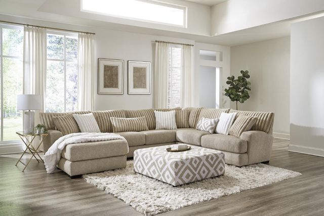 Albany Industries 3-Piece Tweed Toast Left-Arm Facing Chaise Sectional -1