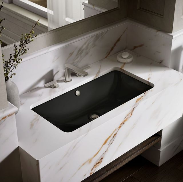 Kohler Iron Plains® Black 30" Rectangular Drop-In/Undermount Bathroom Sink-2