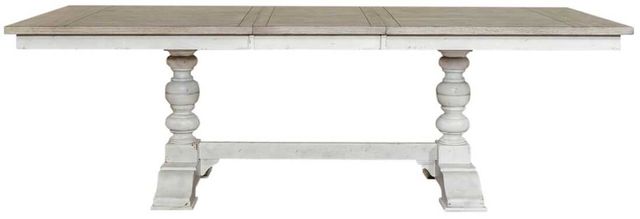 Liberty Furniture Whitney Weathered Gray Trestle Table with Antique Linen Base-3