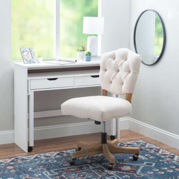 Linon Katie White Office Chair-1