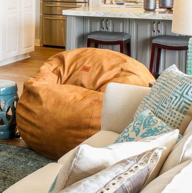 CordaRoy's® Original Cognac Faux Leather Queen Bean Bag Chair-3