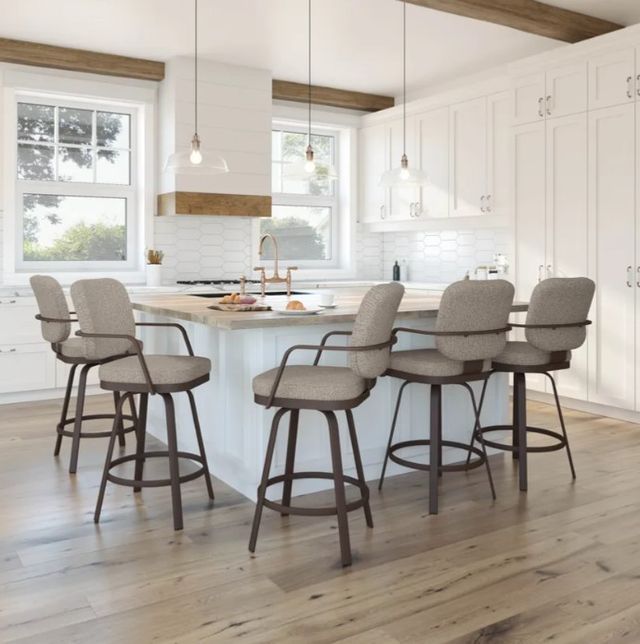Amisco Customizable Dorsey Upholstered Swivel Spectator Stool-3