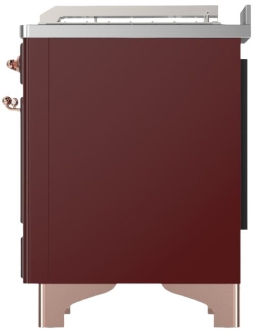 Ilve® Majestic III 48" Burgundy Pro Style Dual Fuel Liquid Propane Range with French Top and Copper Trim-3