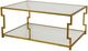 Zeugma Imports Glass Top Rectangular Table with Gold Frame-0