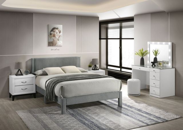 Crown Mark Lucia Light Gray Queen Platform Bed-1