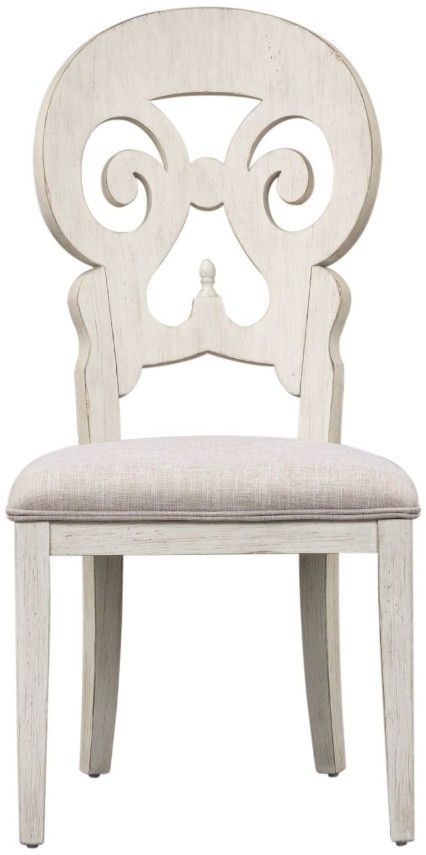 Liberty Furniture Farmhouse Reimagined Antique White/Khaki Splat Back Side Chair-2