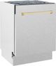 ZLINE Autograph Edition 24" Satin Stainless Steel Built In Dishwasher with Polished Gold Handle-2