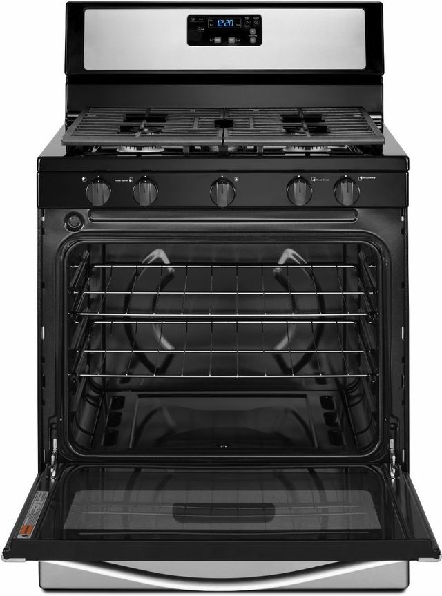Whirlpool® 30" Black on Stainless Steel Free Standing Gas Range-3